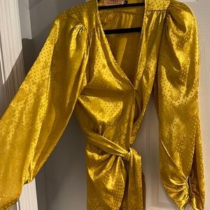 yellow/golden wrap dress, never worn